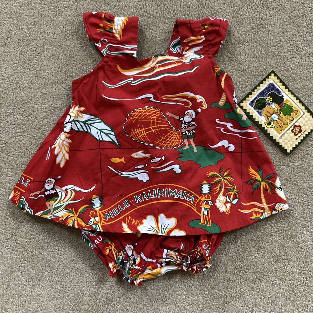 Hilo‎ Hattie Hawaiian Dress Size 6 Months Hawaii Santa Christmas NWT 100% Cotton
